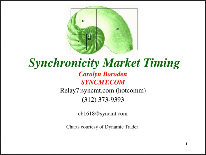 Carolyn Boroden - Synchronicity Market Timing